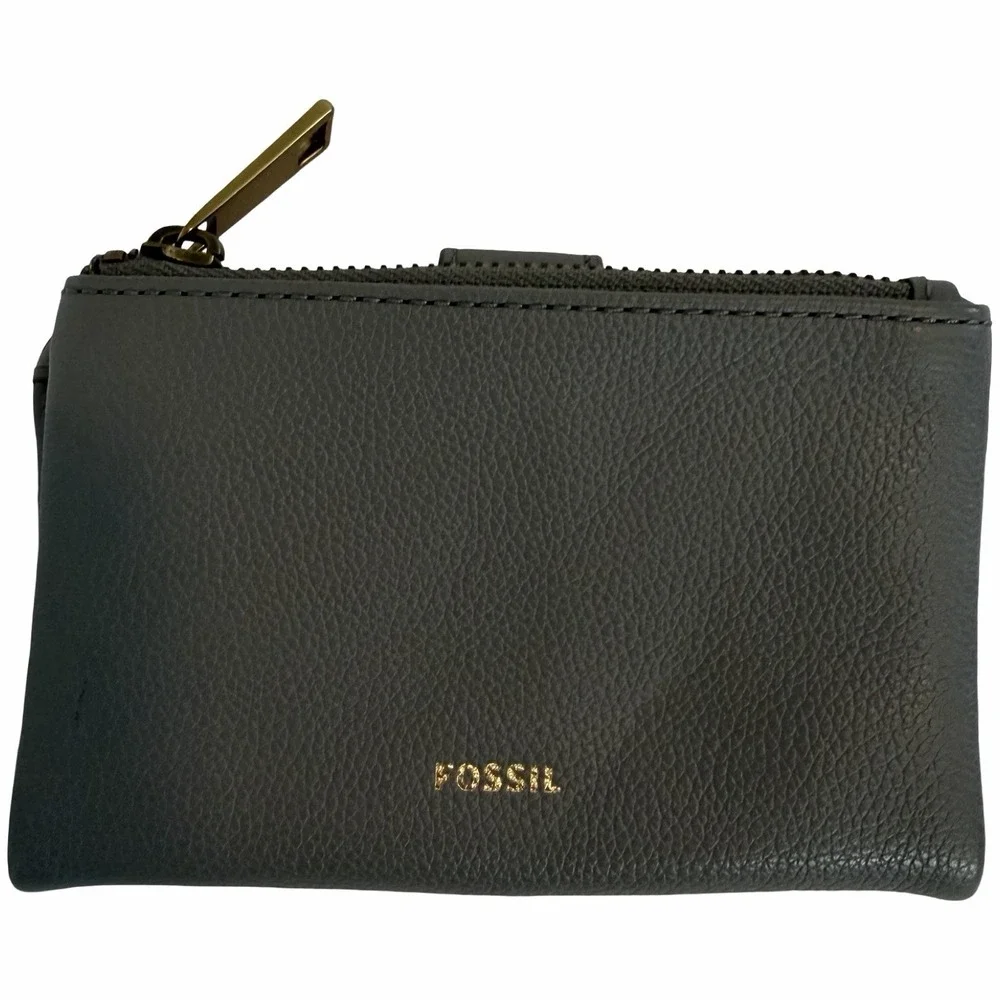 Fossil Lainie Bifold Pebbled Leather Compact‎ Small Card Wallet in Gray NWOT